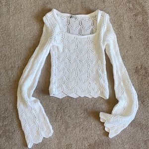 Long sleeve crochet x-small white top